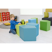 Schaumstoff-Sitzgruppe grün/blau 7-tlg.