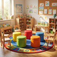 6 er Set XXL Sitzhocker Rundsäule 30xØ30 cm